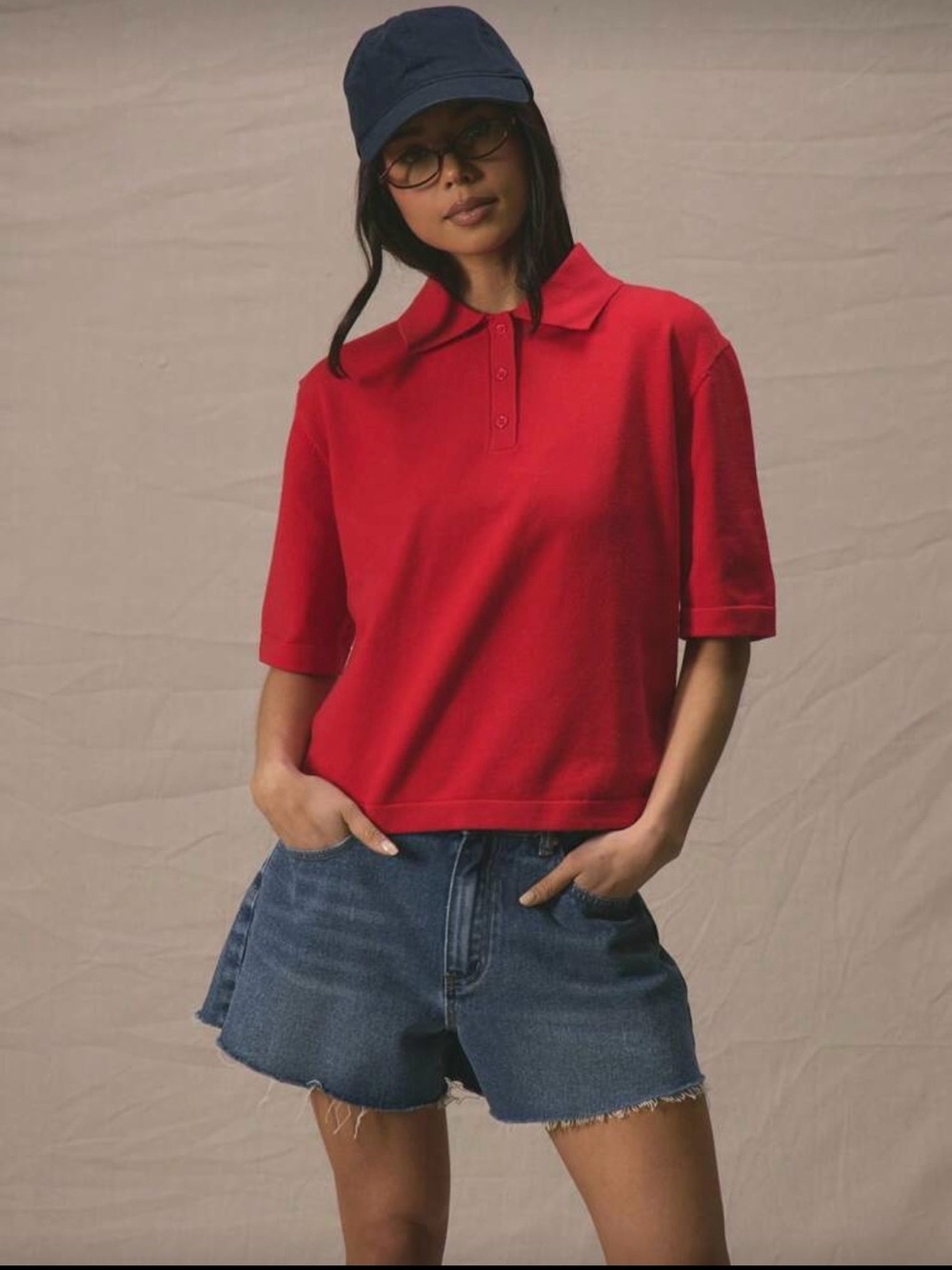 Women’s Red Short-Sleeve Polo Tee